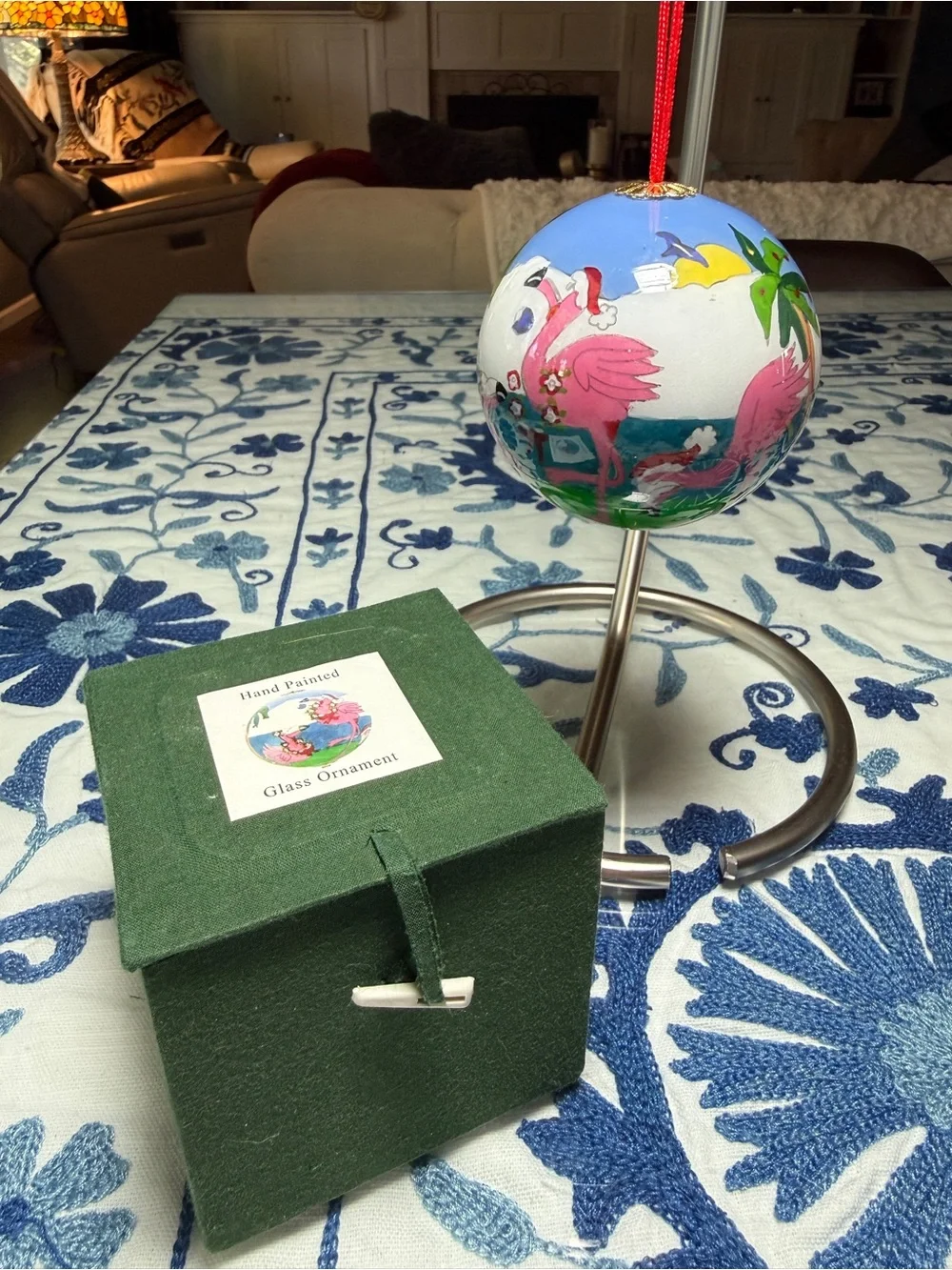 Christmas Ornament PINK FLAMINGO Vacation TOURIST Florida Handpainted Brighton